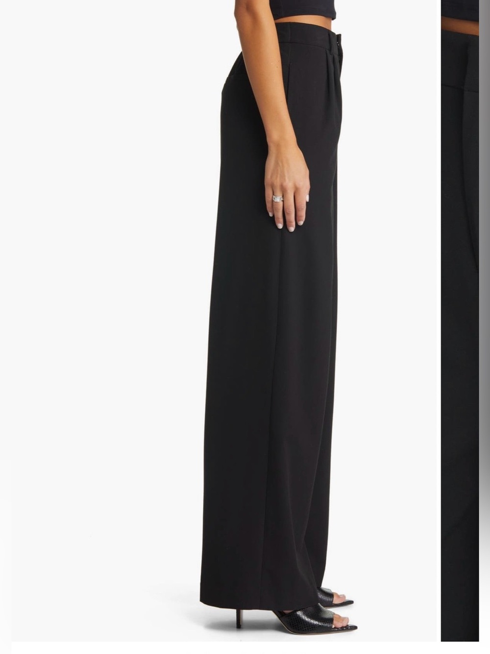 Open Edit Wide Leg High-Rise Black Pants - Picture 3 of 6